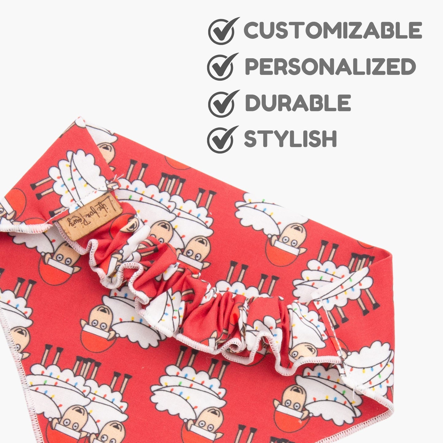 Scrunchie Bandanas Christmas Sheep by Life for Pawz – Handmade for pets