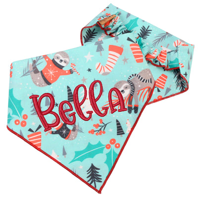 Scrunchie Bandanas Christmas Sloth Scrunchie Bandana by Life for Pawz – Handmade for pets
