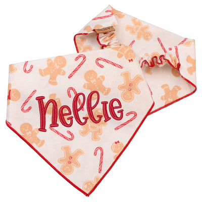 Scrunchie Bandanas Gingerbread Candy Cane Bandana by Life for Pawz – Handmade for pets
