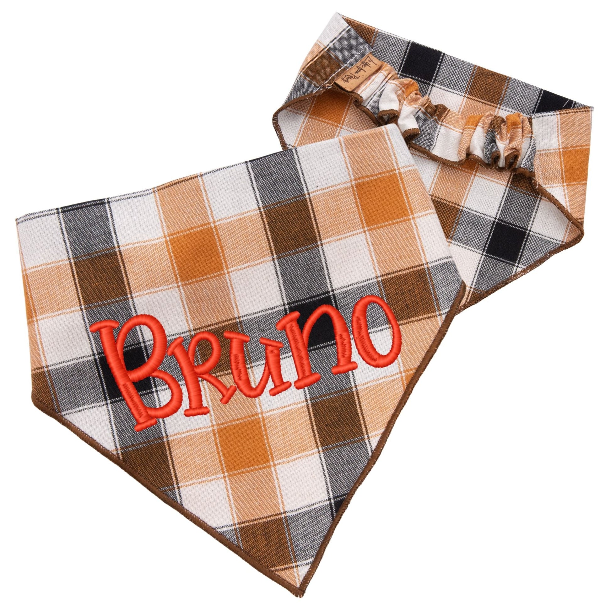 Scrunchie Bandanas Golden Plaid by Life for Pawz – Handmade for pets