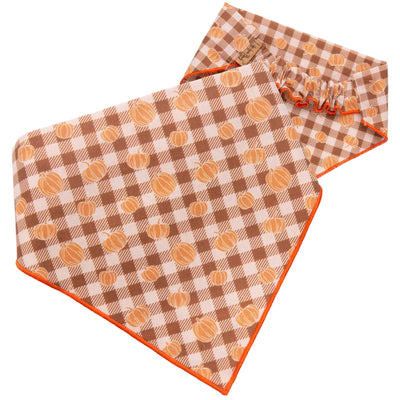Scrunchie Bandanas Pumpkin Gingham by Life for Pawz – Handmade for pets
