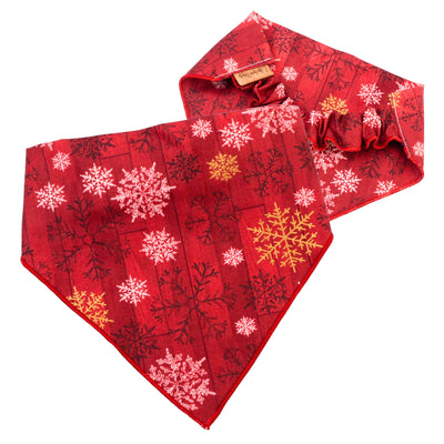 Scrunchie Bandanas Red Snowflake Scrunchie Bandana by Life for Pawz – Handmade for pets