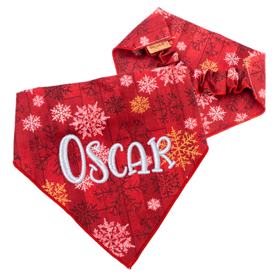 Scrunchie Bandanas Red Snowflake Scrunchie Bandana by Life for Pawz – Handmade for pets