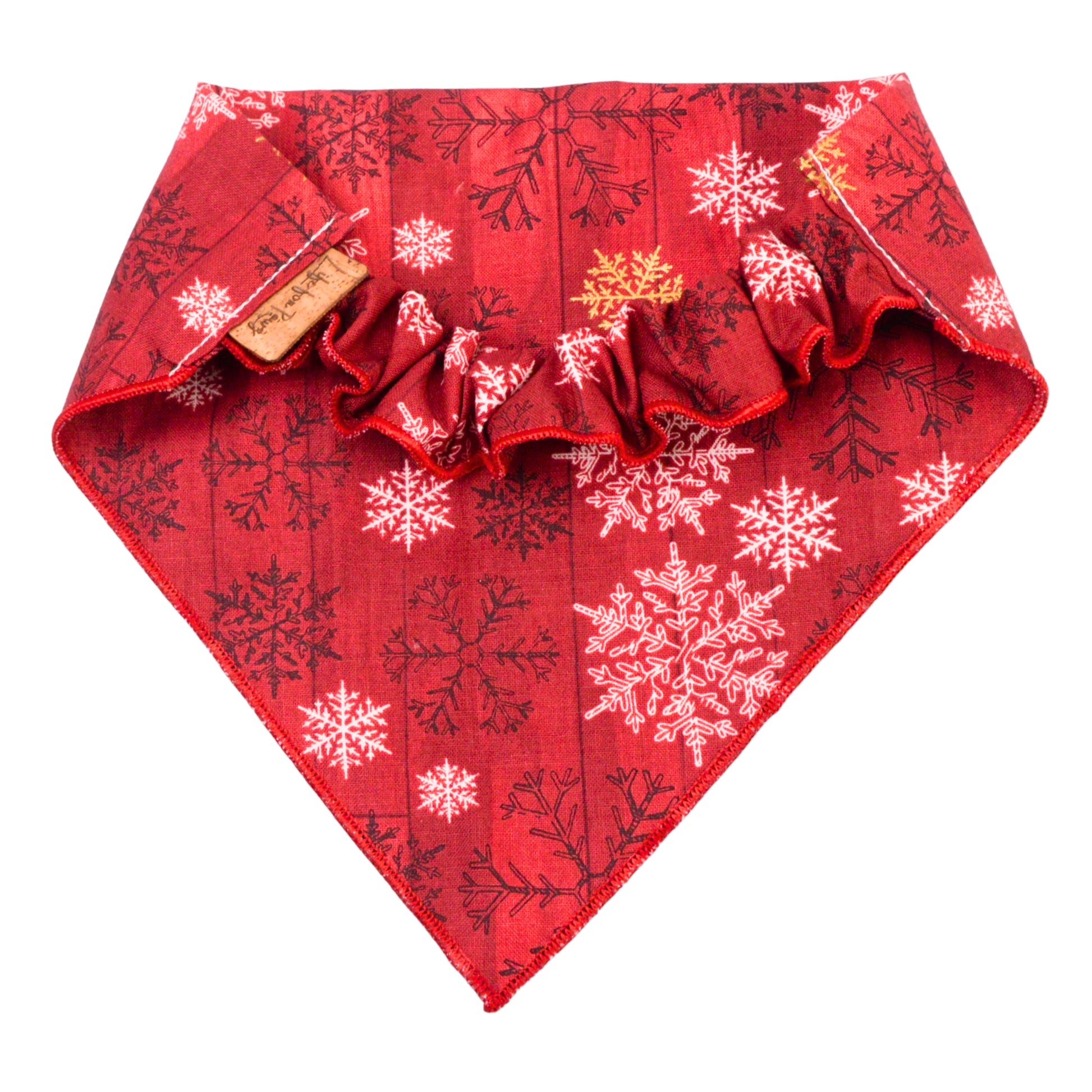 Scrunchie Bandanas Red Snowflake Scrunchie Bandana by Life for Pawz – Handmade for pets