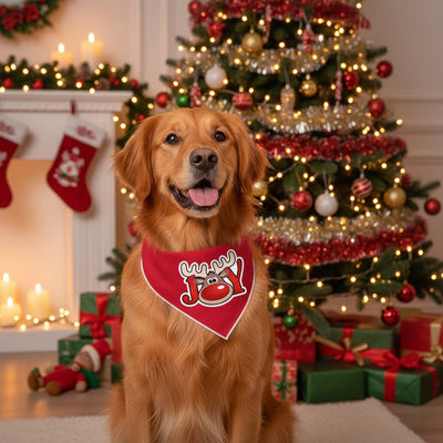 Scrunchie Bandanas Reindeer Joy Scrunchie Dog Bandana by Life for Pawz – Handmade for pets