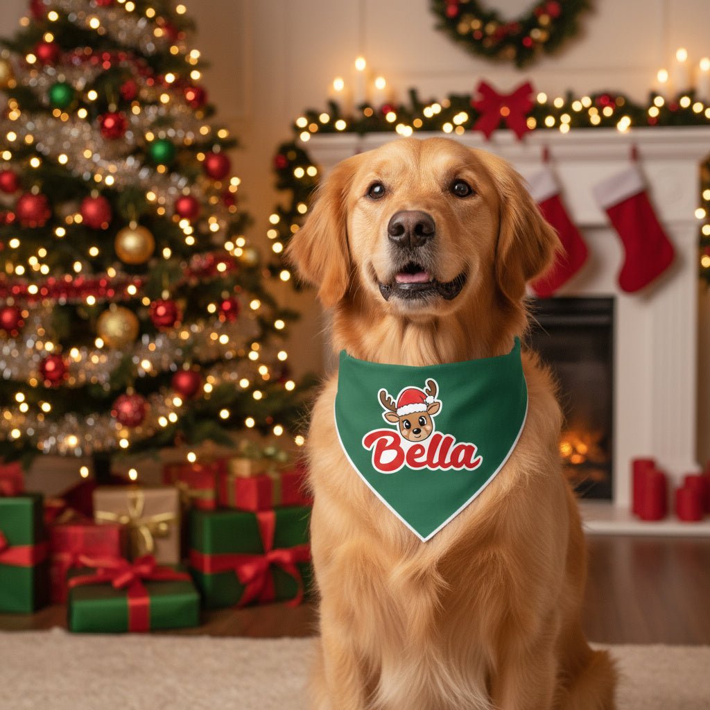 Scrunchie Bandanas Reindeer Scrunchie Christmas Dog Bandana by Life for Pawz – Handmade for pets