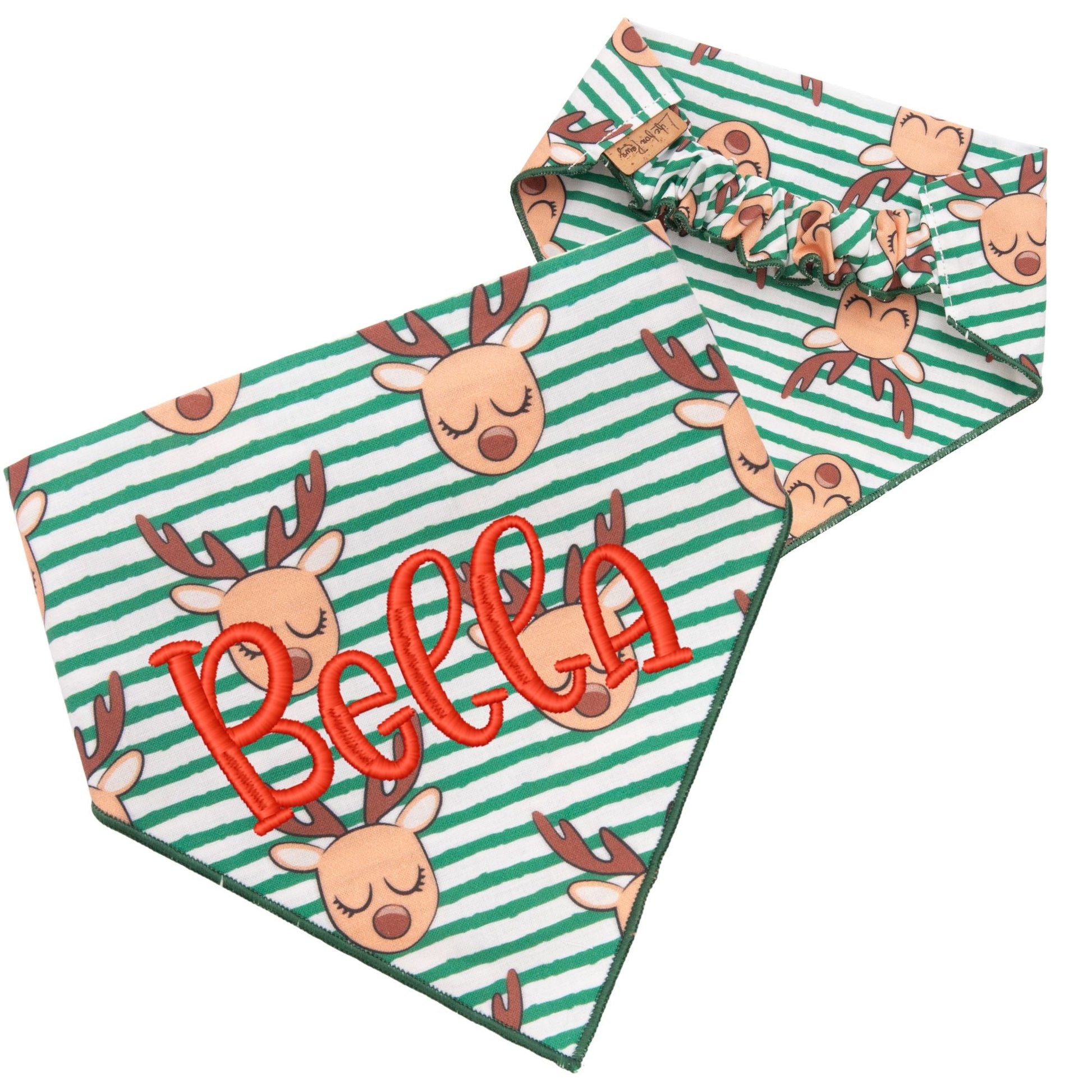 Scrunchie Bandanas Reindeer Stripes by Life for Pawz – Handmade for pets