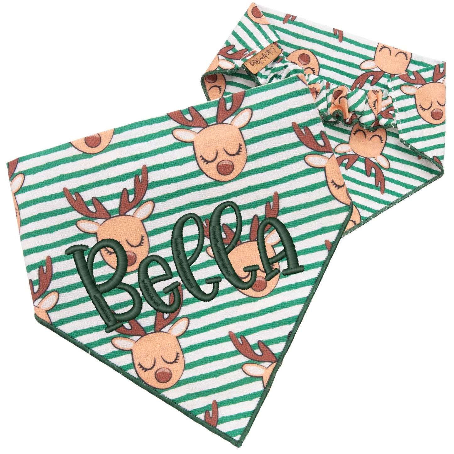 Scrunchie Bandanas Reindeer Stripes by Life for Pawz – Handmade for pets