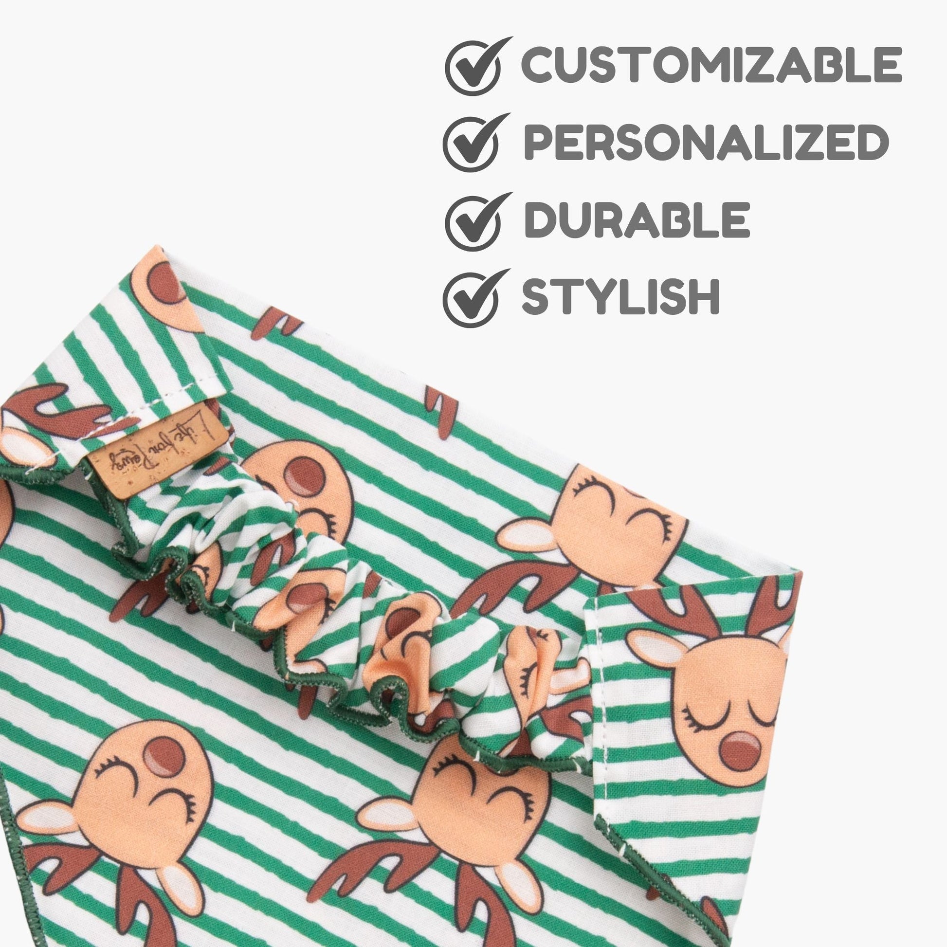Scrunchie Bandanas Reindeer Stripes by Life for Pawz – Handmade for pets