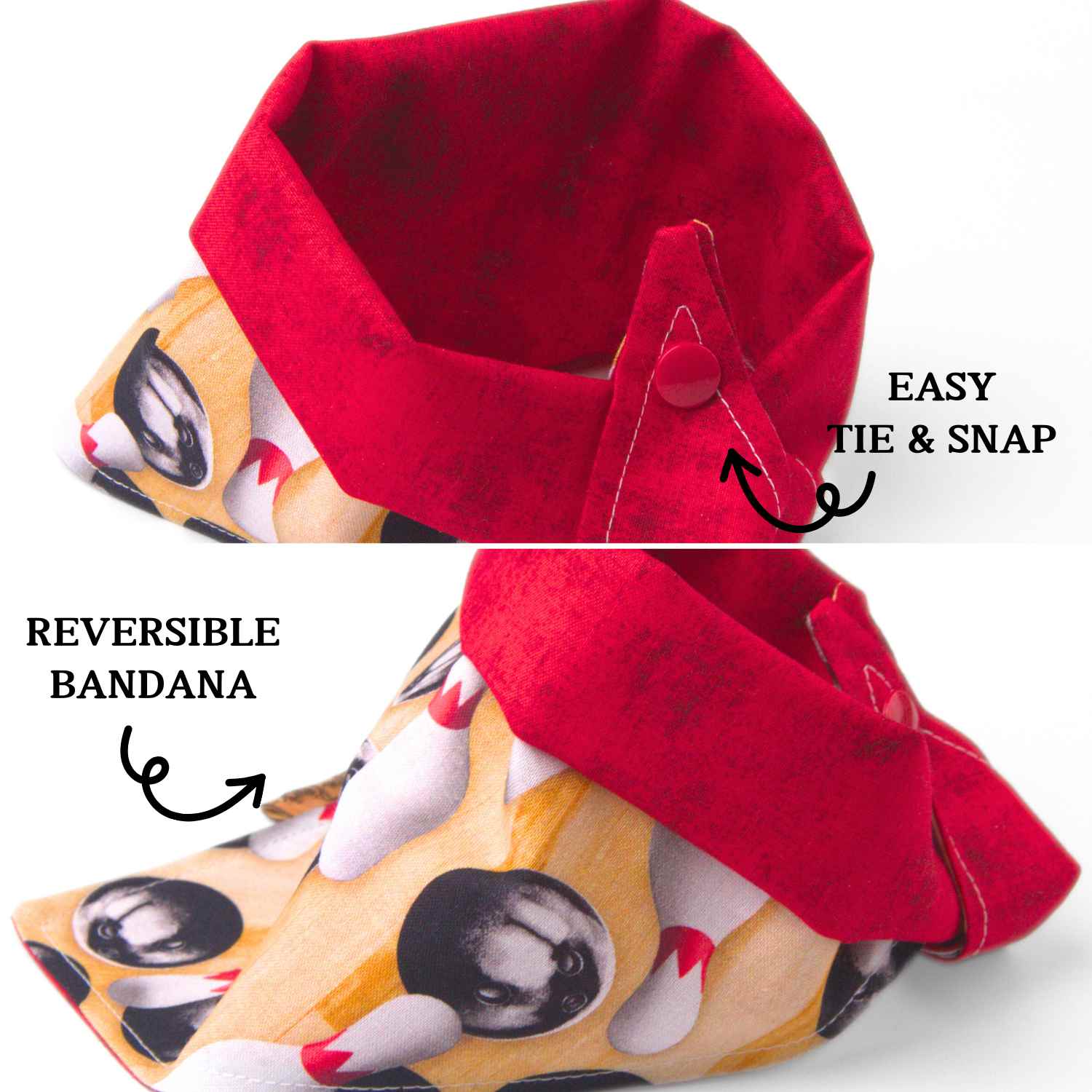 Tie and Snap Bowling Ball Tie & Snap Bandana by Life for Pawz – Handmade for pets