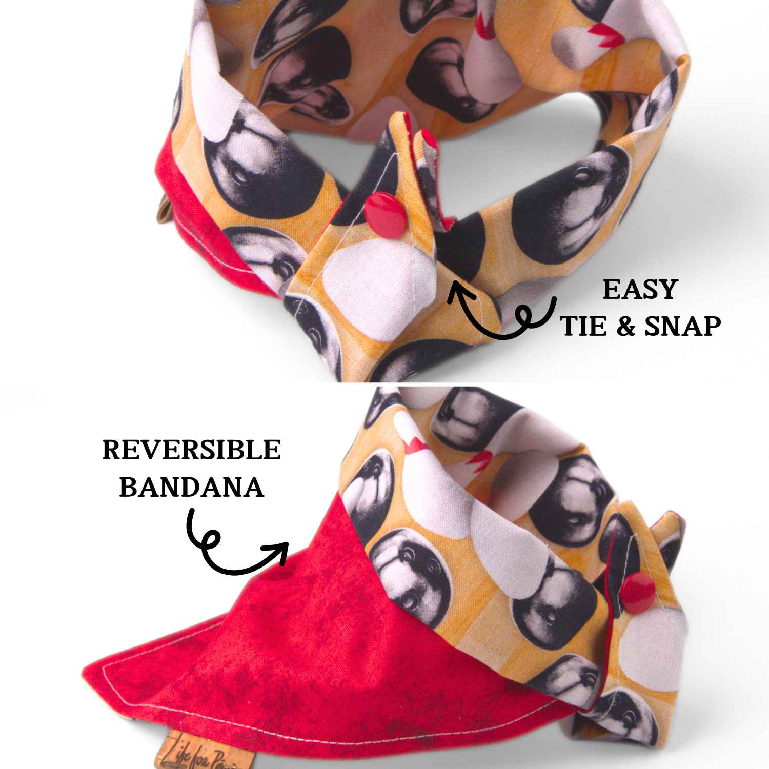 Tie and Snap Bowling Ball Tie & Snap Bandana by Life for Pawz – Handmade for pets