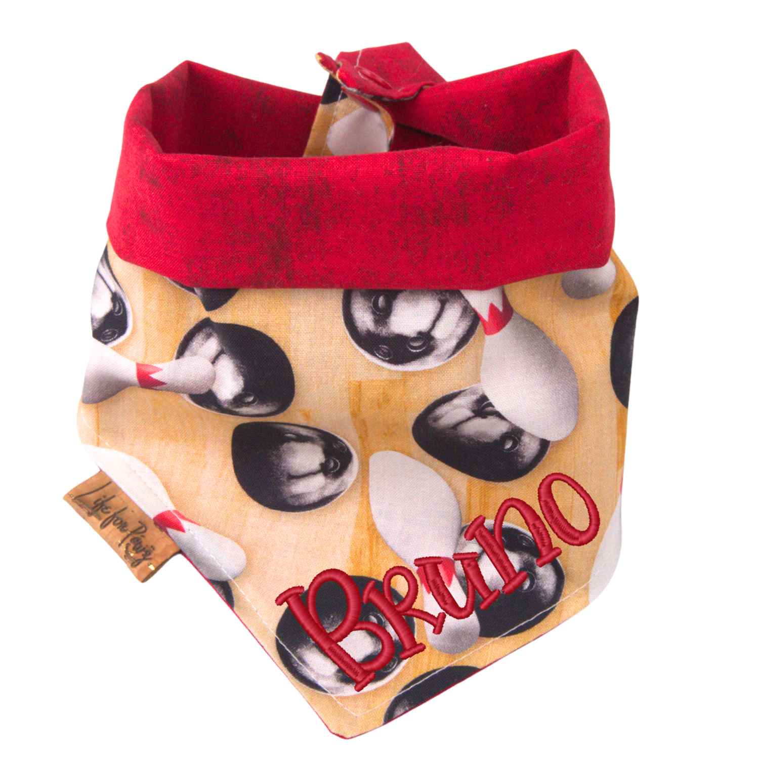 Tie and Snap Bowling Ball Tie & Snap Bandana by Life for Pawz – Handmade for pets