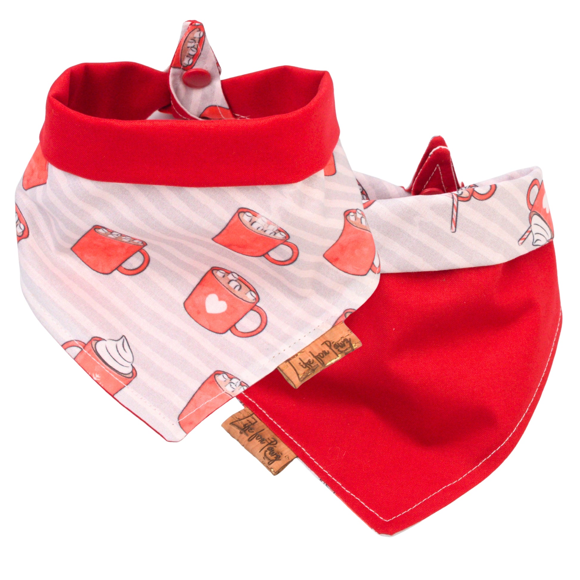 Tie and Snap Christmas Cocoa Tie & Snap Bandana by Life for Pawz – Handmade for pets