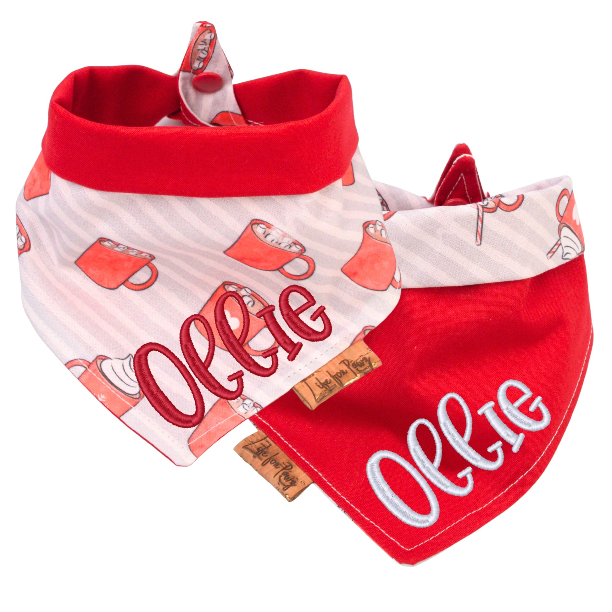 Tie and Snap Christmas Cocoa Tie & Snap Bandana by Life for Pawz – Handmade for pets
