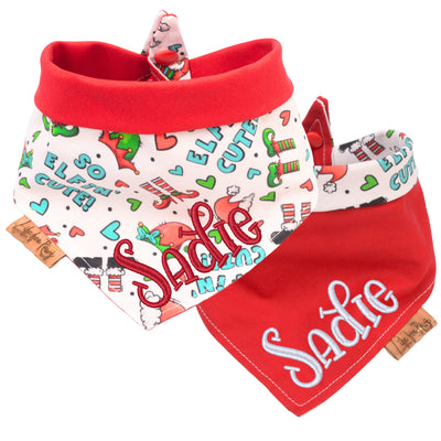 Tie and Snap Christmas Elf Tie & Snap Bandana by Life for Pawz – Handmade for pets