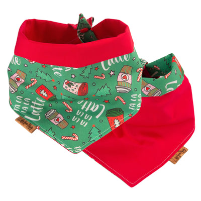 Tie and Snap Christmas Latte Bandana by Life for Pawz – Handmade for pets
