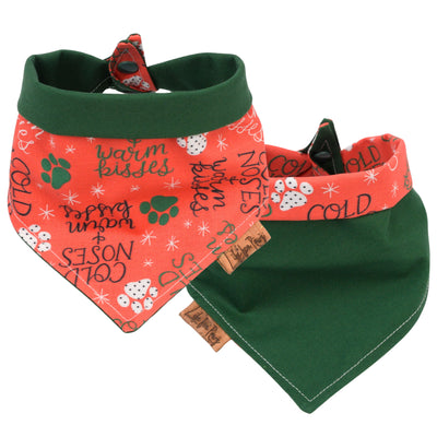 Tie and Snap Christmas Warm Kisses Tie & Snap Bandana by Life for Pawz – Handmade for pets