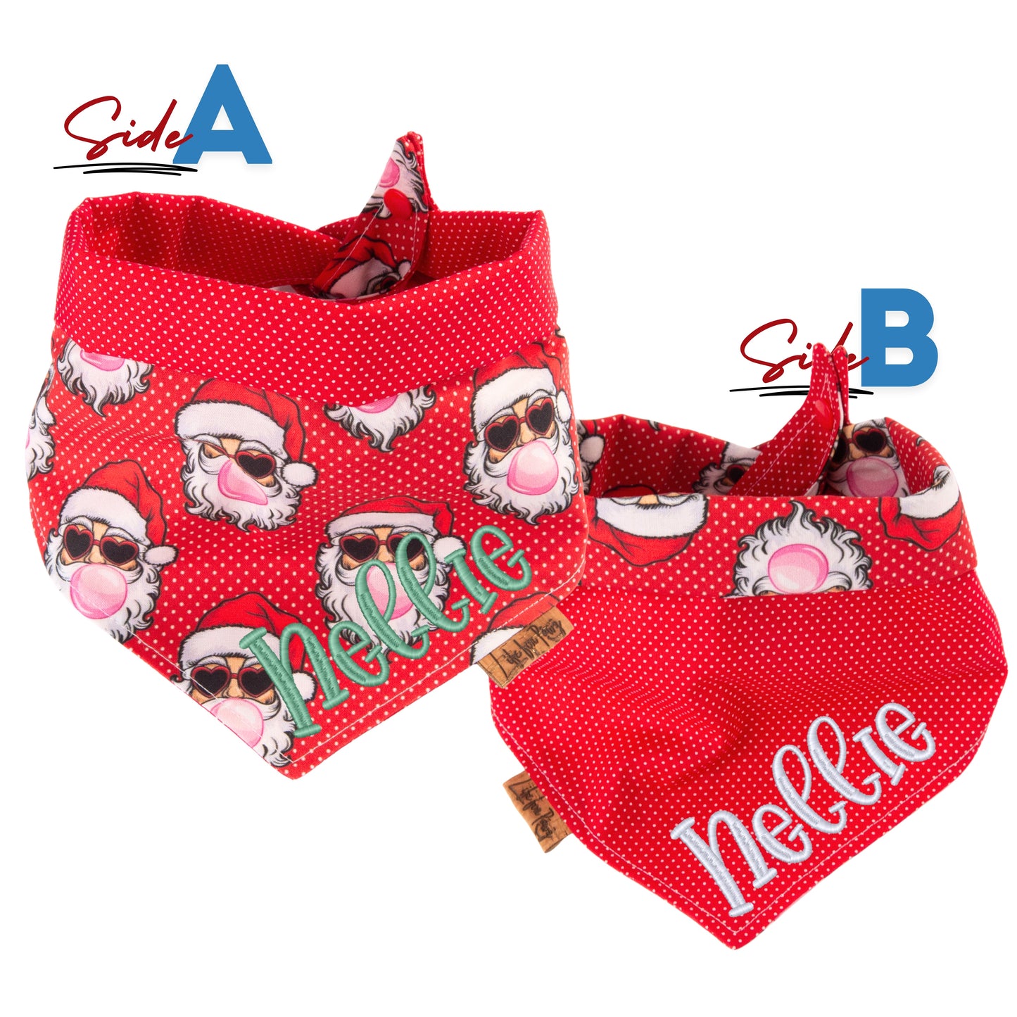 Tie and Snap Cool Santa Bandana by Life for Pawz – Handmade for pets