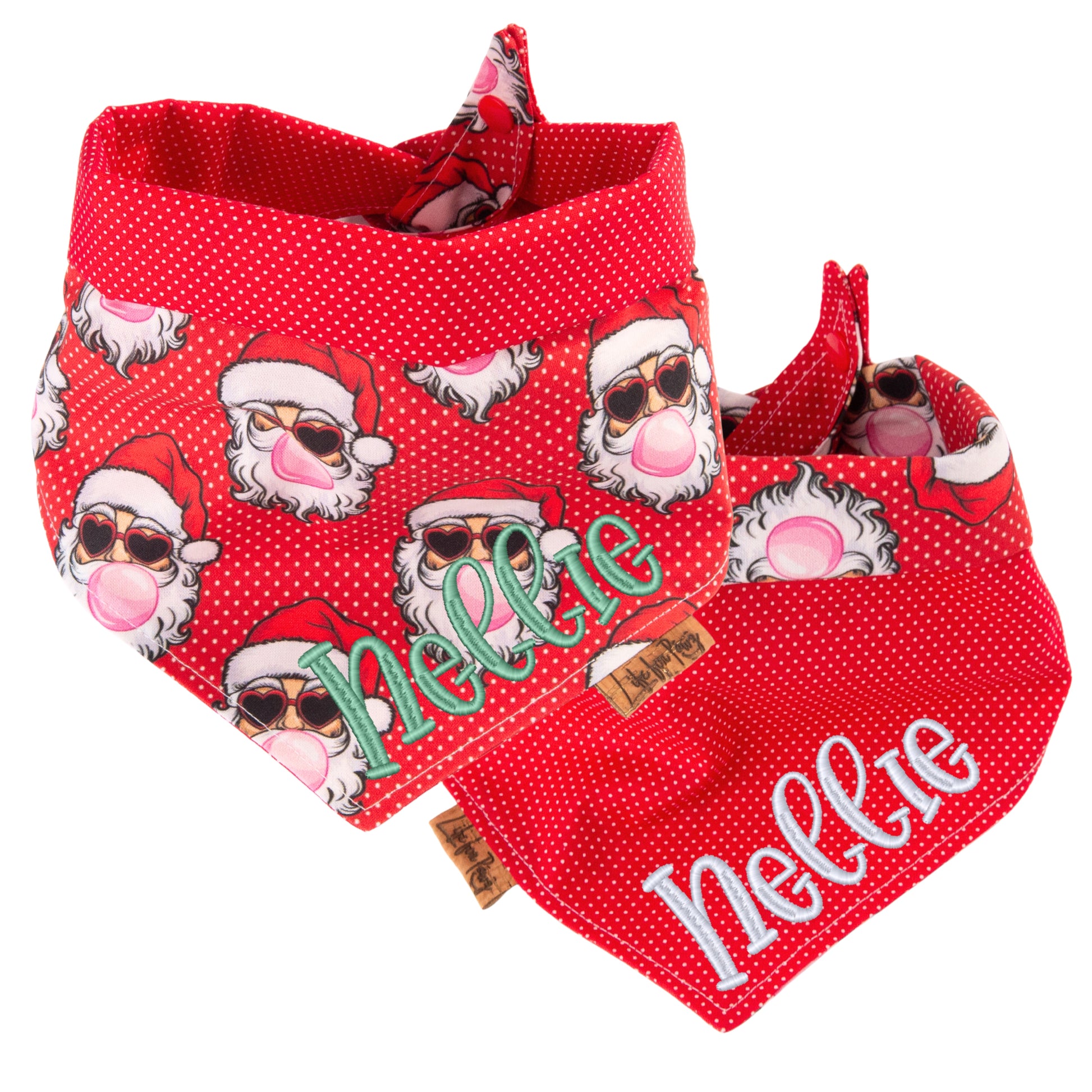 Tie and Snap Cool Santa Bandana by Life for Pawz – Handmade for pets
