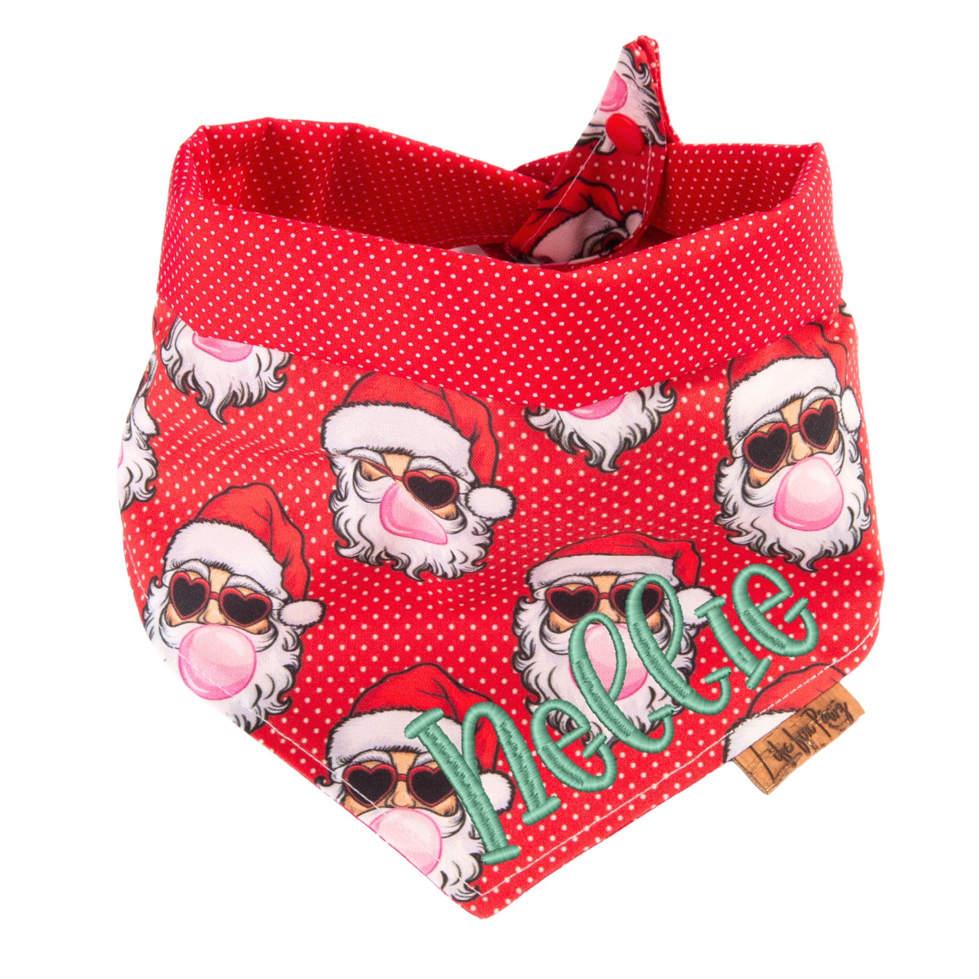 Tie and Snap Cool Santa Bandana by Life for Pawz – Handmade for pets