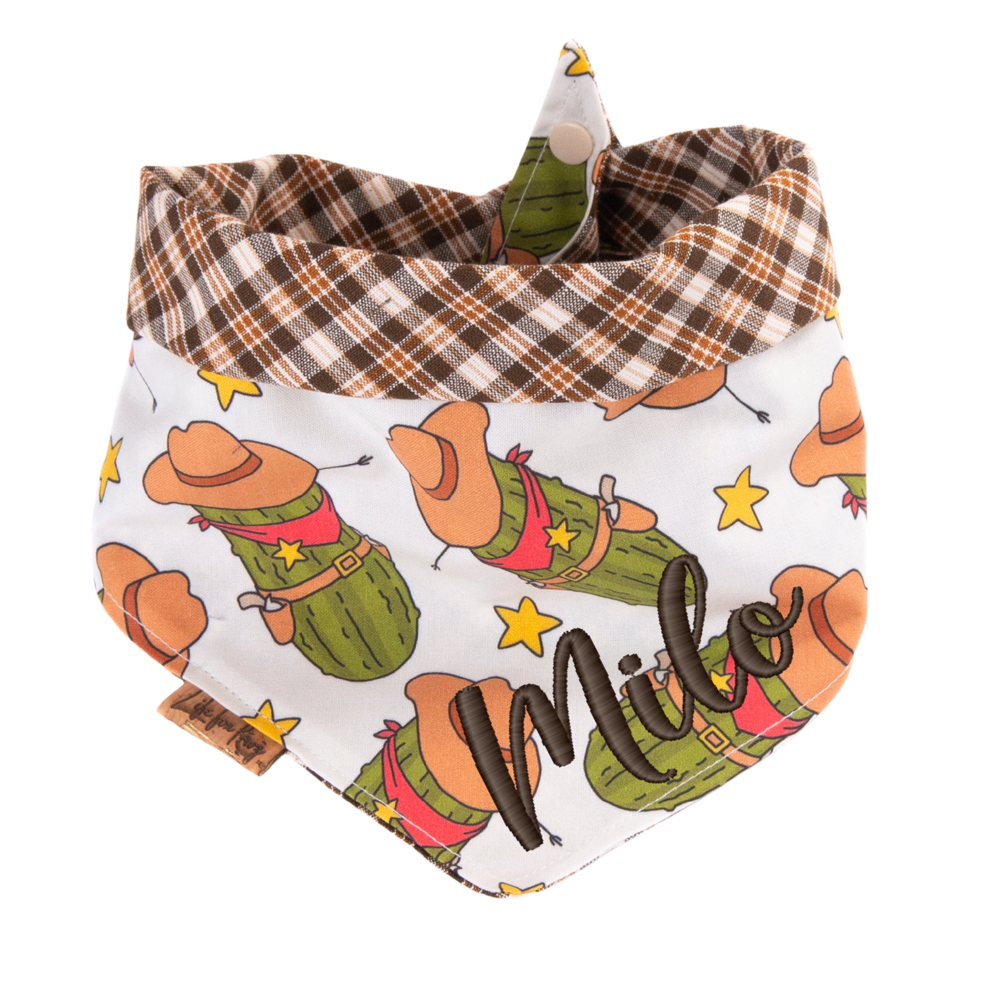 Tie and Snap Cowboy Cactus Bandana by Life for Pawz – Handmade for pets