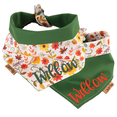 Tie and Snap Fall Floral Bandana by Life for Pawz – Handmade for pets