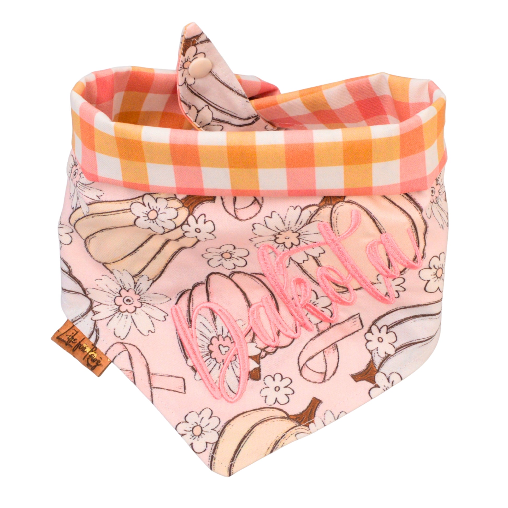 Tie and Snap Fall Pumpkin Dog Bandana by Life for Pawz – Handmade for pets