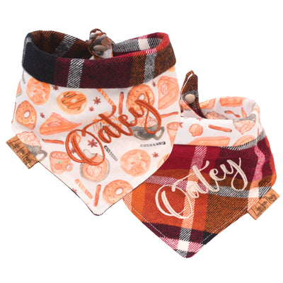 Tie and Snap Fall Treats & Plaid Tie & Snap Bandana by Life for Pawz – Handmade for pets