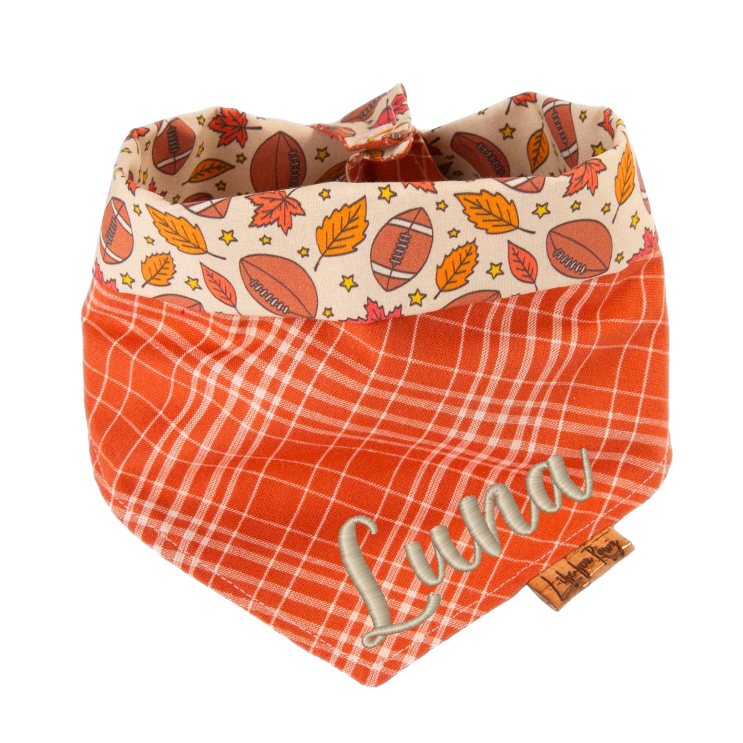 Tie and Snap Football & Fall Plaid by Life for Pawz – Handmade for pets