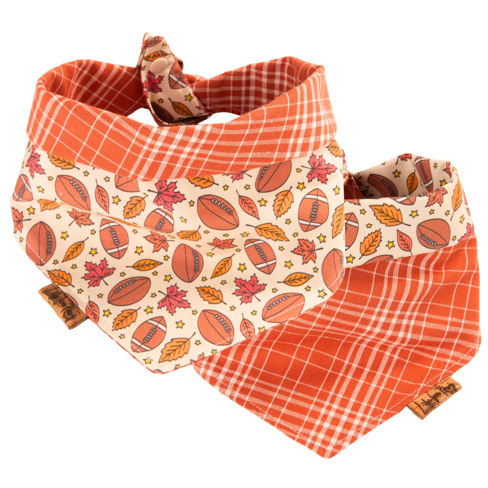 Tie and Snap Football & Fall Plaid by Life for Pawz – Handmade for pets