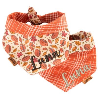 Tie and Snap Football & Fall Plaid by Life for Pawz – Handmade for pets