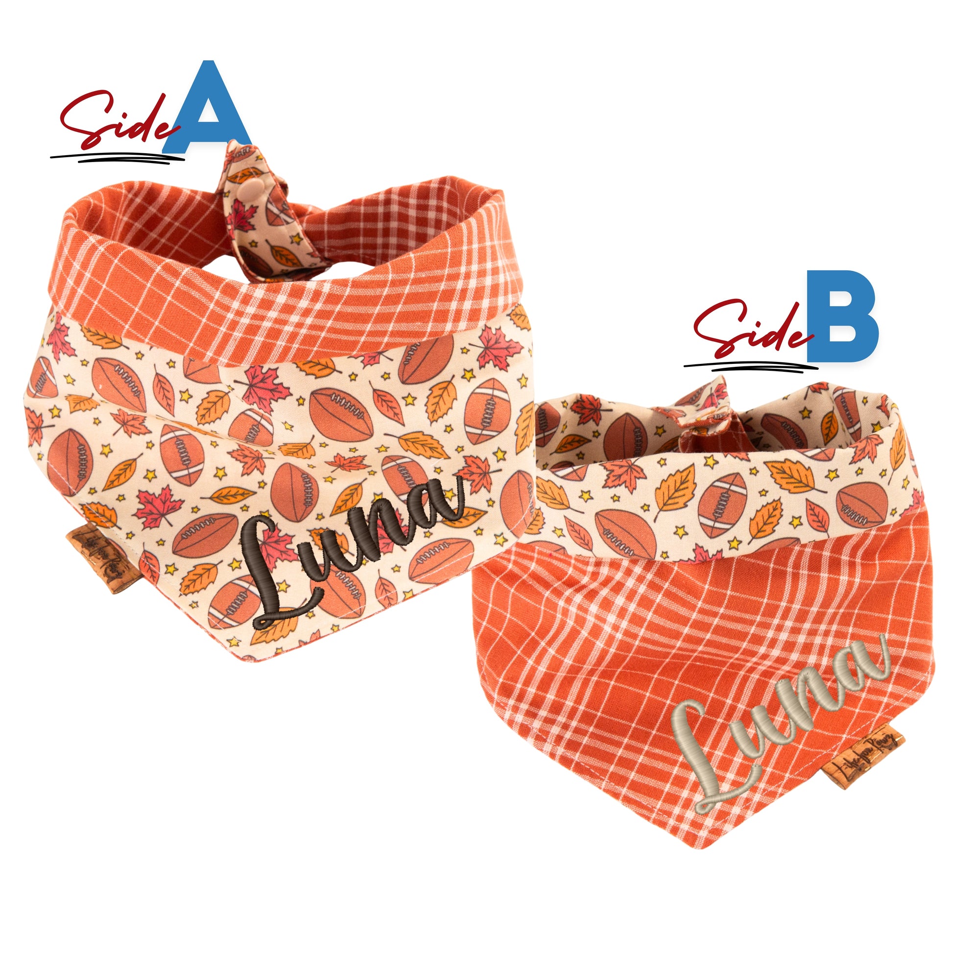 Tie and Snap Football & Fall Plaid by Life for Pawz – Handmade for pets
