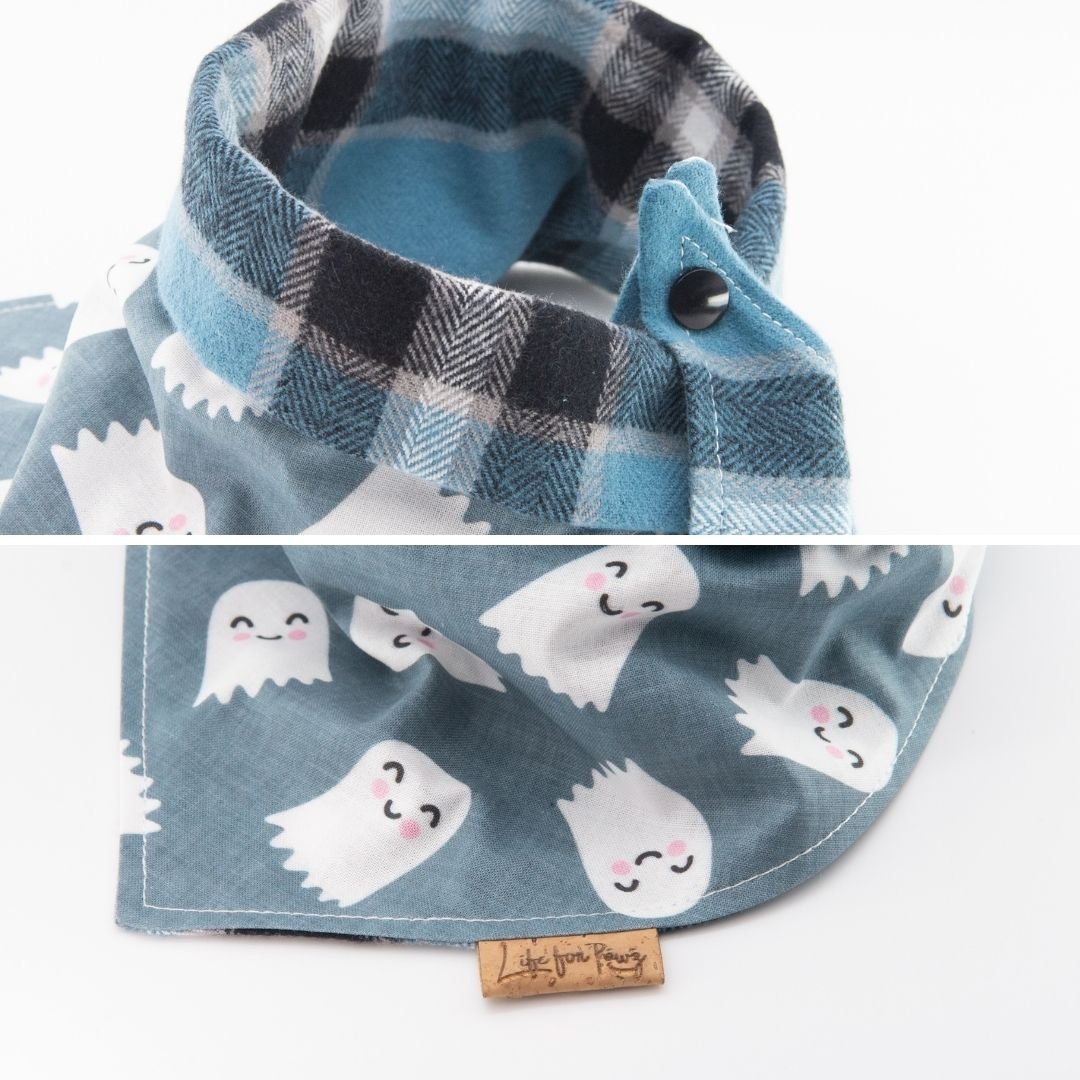 Tie and Snap Halloween Spooky Ghost by Life for Pawz – Handmade for pets