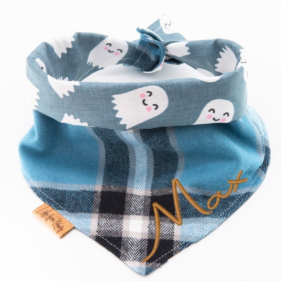 Tie and Snap Halloween Spooky Ghost by Life for Pawz – Handmade for pets
