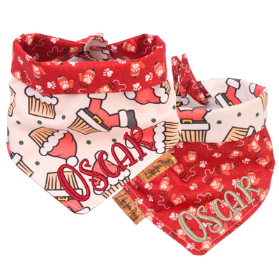 Tie and Snap Santa Suit Dog Bandana by Life for Pawz – Handmade for pets