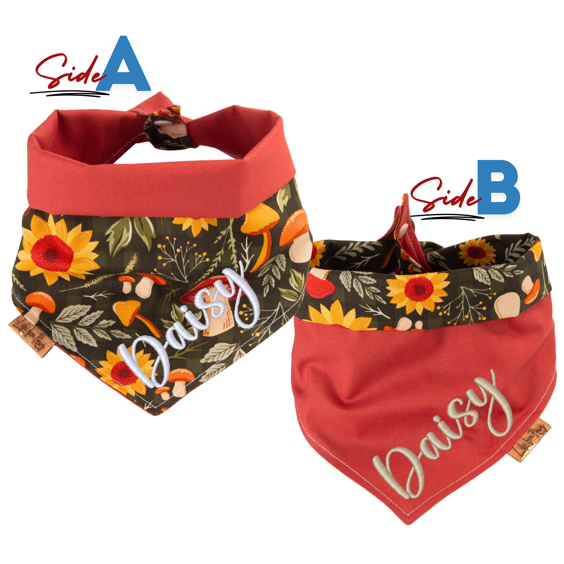 Tie and Snap Sunflower & Mushroom by Life for Pawz – Handmade for pets