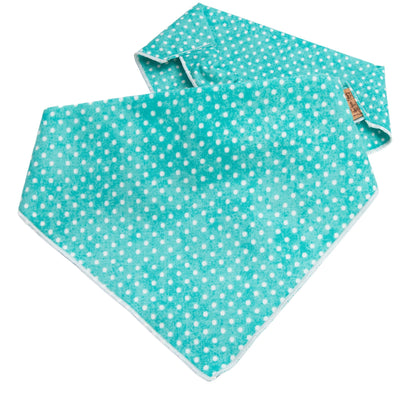 Dog bandana Turquoise Polka Dot Embroidered Scrunchie Dog Bandana - Life for Pawz - 