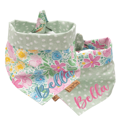 Dog bandana Watercolor Florals & Sage Dots Reversible Dog Bandana - Life for Pawz - Reversible Dog Bandana
