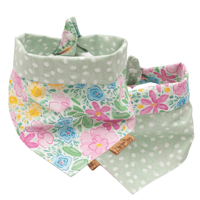 Dog bandana Watercolor Florals & Sage Dots Reversible Dog Bandana - Life for Pawz - Reversible Dog Bandana