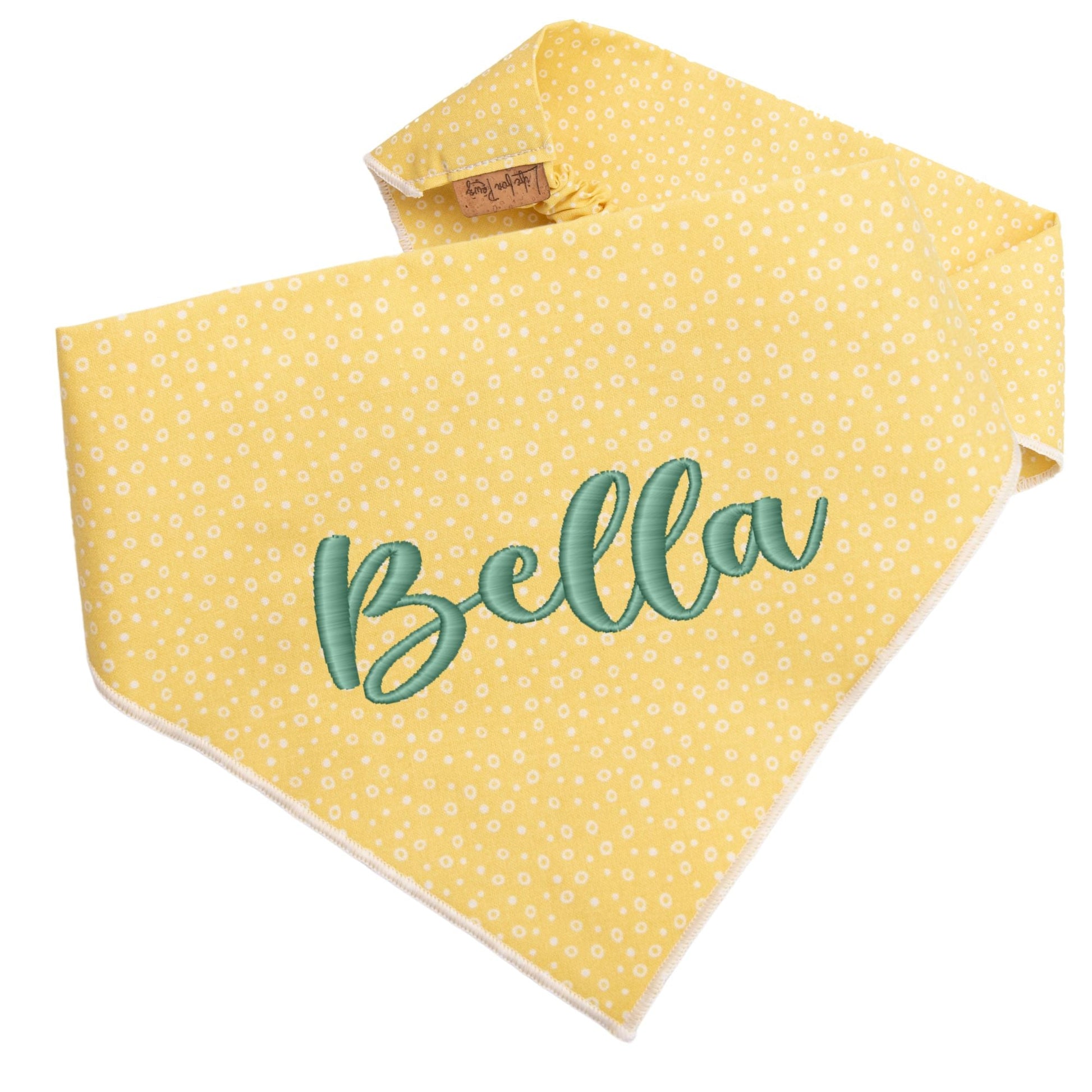 Dog bandana Yellow Dots Embroidered Scrunchie Dog Bandana - Life for Pawz - 