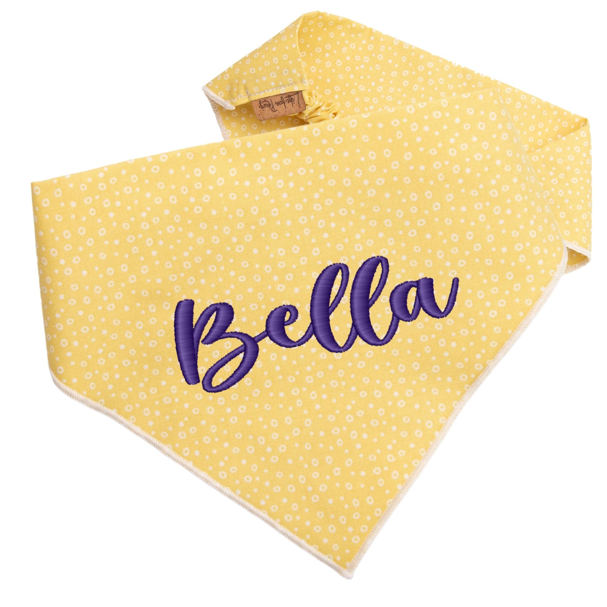 Dog bandana Yellow Dots Embroidered Scrunchie Dog Bandana - Life for Pawz - 