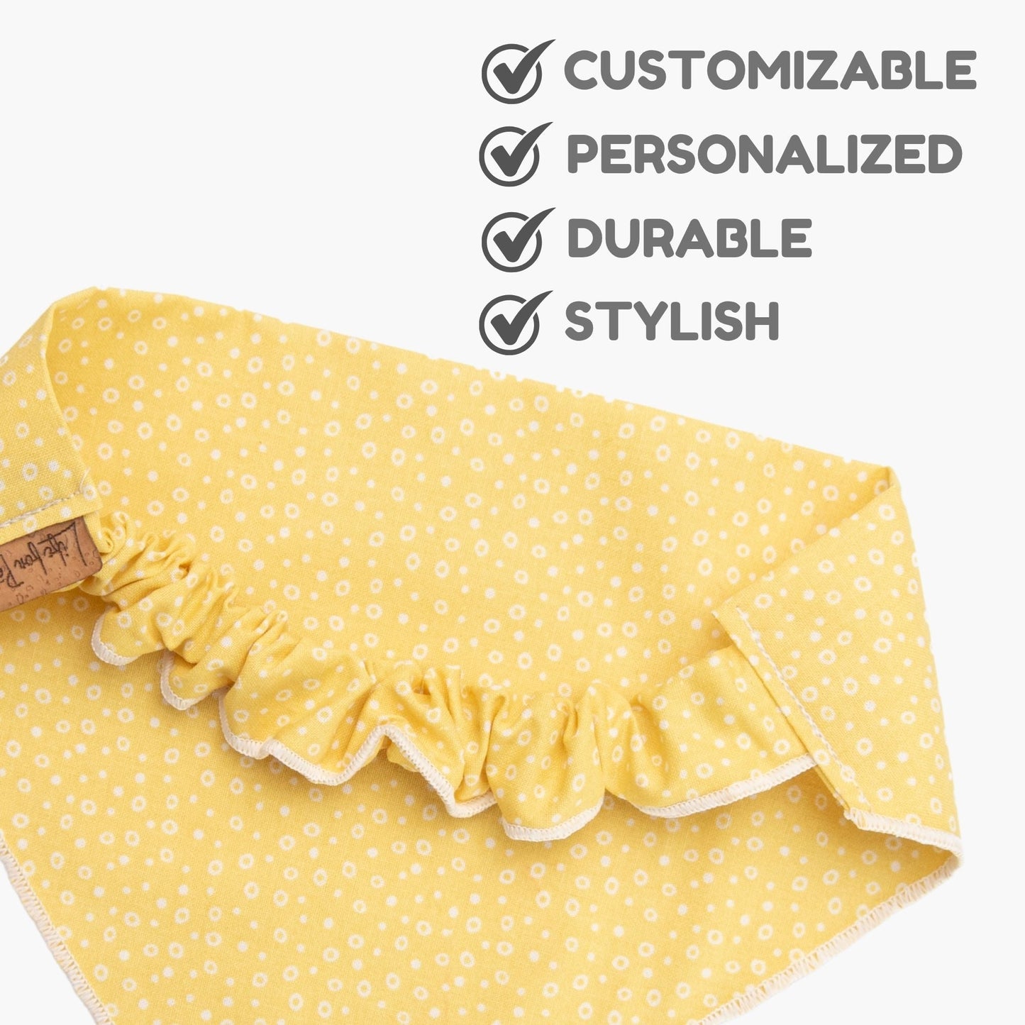 Dog bandana Yellow Dots Embroidered Scrunchie Dog Bandana - Life for Pawz - 