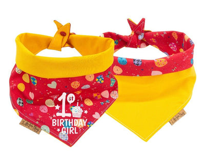 Dog bandana 1 st Birthday Girl and Boy Red and Yellow Dog Bandana - Life for Pawz - Reversible Dog Bandana
