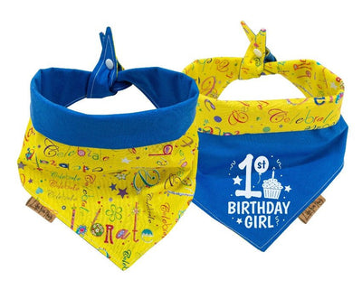 Dog bandana 1st Birthday Balloon Girl and Boy Dog Bandana - Life for Pawz - Reversible Dog Bandana