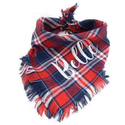 Blue and Red Flannel Dog Bandana - Life for Pawz