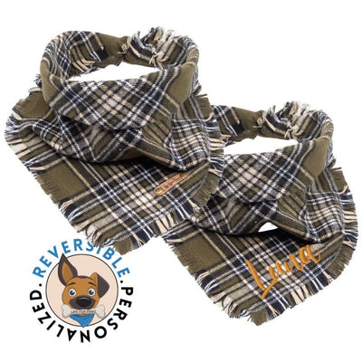 Dog bandana Checkered Charm Flannel Bandana I Personalized Pet Accessory - Life for Pawz - Flannel Dog Bandana