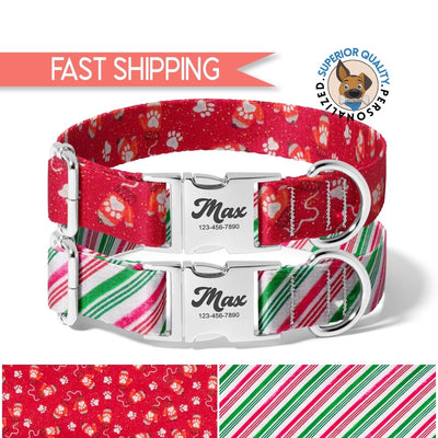 Dog bandana Christmas Dog Collar, Personalized and Adjustable Dog Collar, Christmas Dog Collars Personalized Name, Christmas Dog Gifts, Puppy and Cats - Life for Pawz -