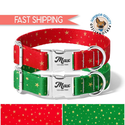 Dog bandana Christmas Dog Collar, Personalized and Adjustable Dog Collar, Christmas Dog Collars Personalized Name, Christmas Dog Gifts, Puppy and Cats - Life for Pawz -