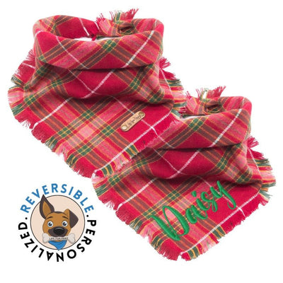 Dog bandana Christmas Flannel Dog Bandana-Personalized Reversible Christmas and Winter Flannel Dog Bandana - Life for Pawz - Flannel Dog Bandana