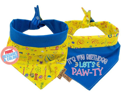 Dog bandana Colorful Birthday Party Dog Bandana I Reversible Pet Accessory - Life for Pawz - Reversible Dog Bandana